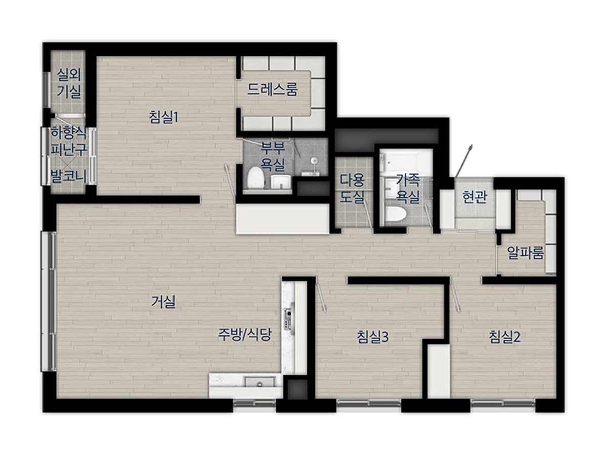 화서역 호수공원 아너스빌 전용 84E 평면도